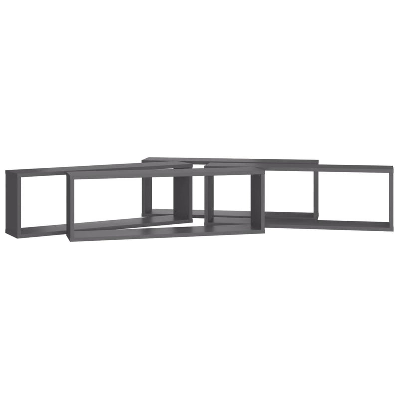 vidaXL Wall Cube Shelves 4 pcs Grey 80x15x26.5 cm Engineered Wood