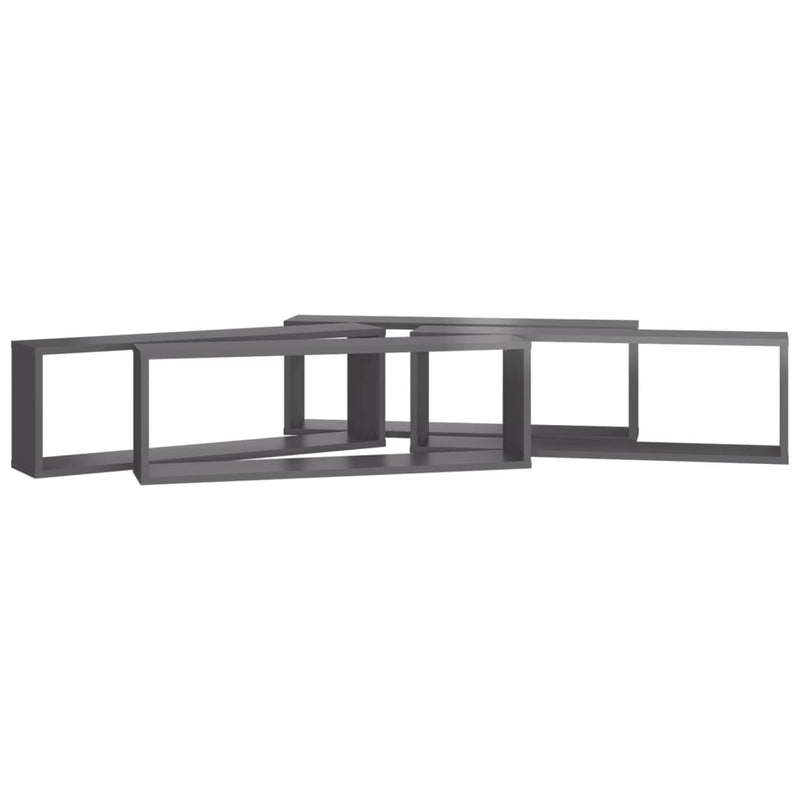 vidaXL Wall Cube Shelves 4 pcs High Gloss Grey 80x15x26.5 cm Engineered Wood
