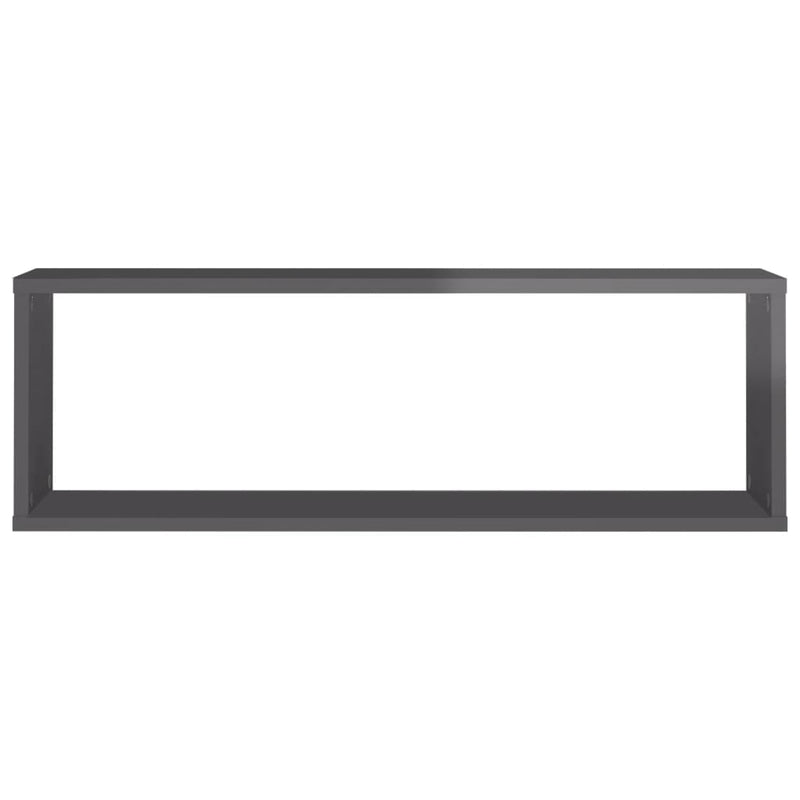 vidaXL Wall Cube Shelves 4 pcs High Gloss Grey 80x15x26.5 cm Engineered Wood