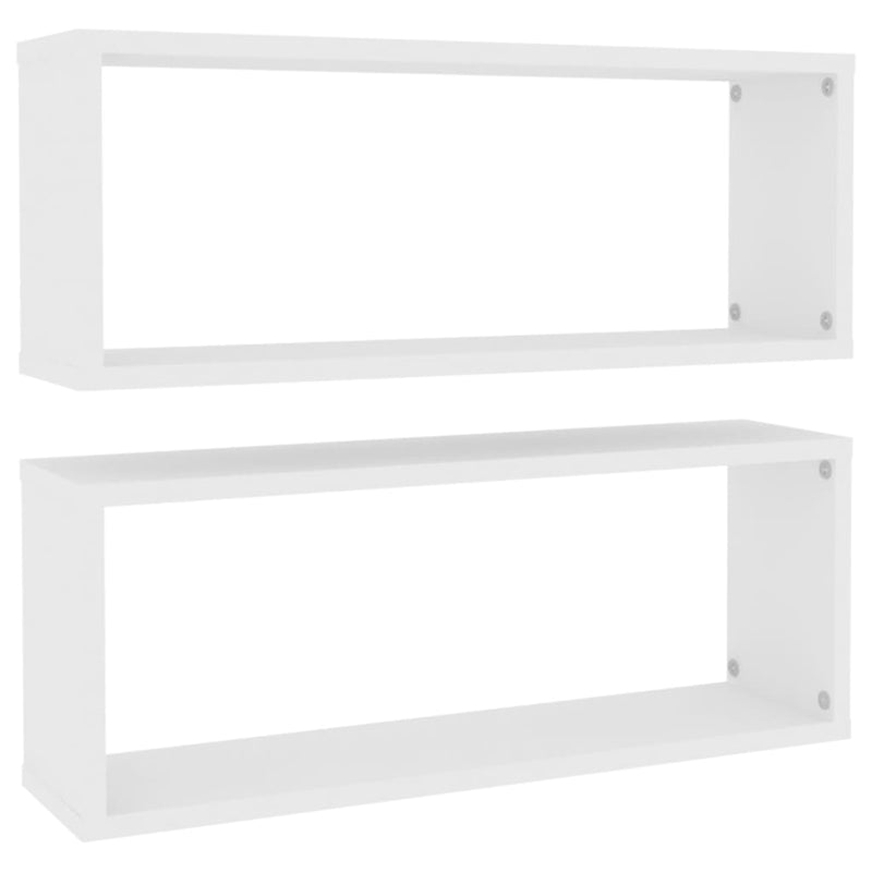 vidaXL Wall Cube Shelves 2 pcs White 60x15x23 cm Engineered Wood