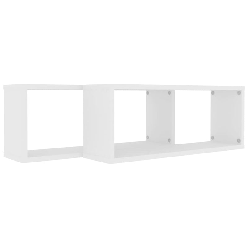 vidaXL Wall Cube Shelves 2 pcs White 60x15x23 cm Engineered Wood