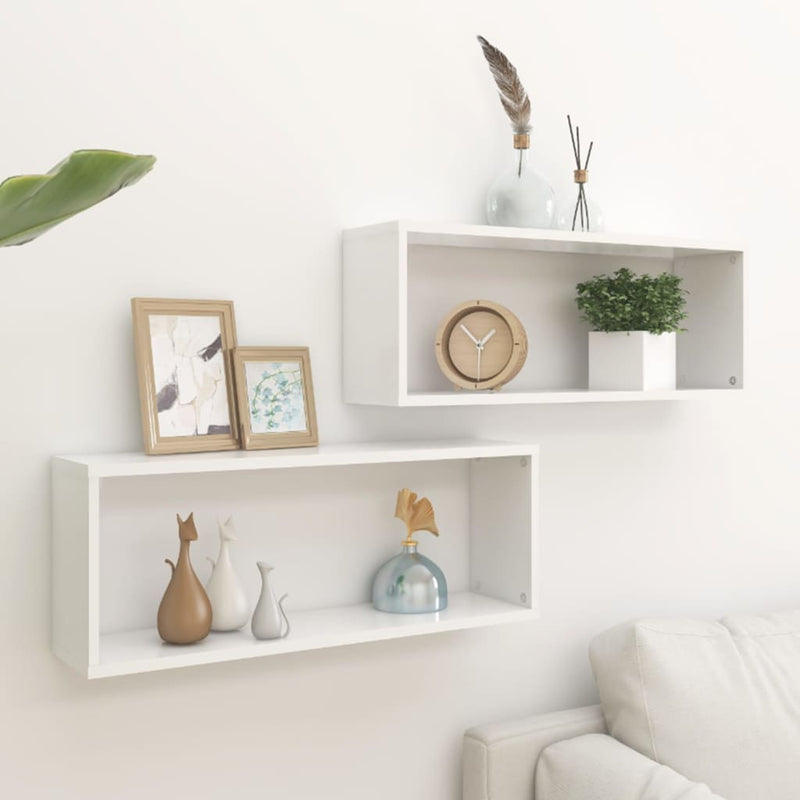 vidaXL Wall Cube Shelves 2 pcs White 60x15x23 cm Engineered Wood