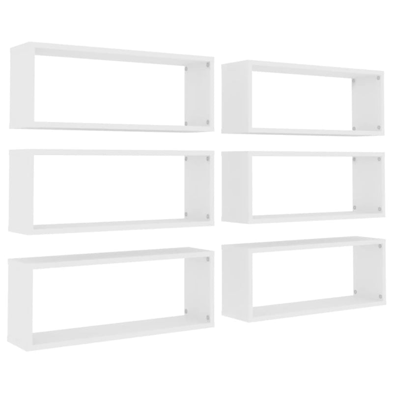vidaXL Wall Cube Shelves 6 pcs White 60x15x23 cm Engineered Wood