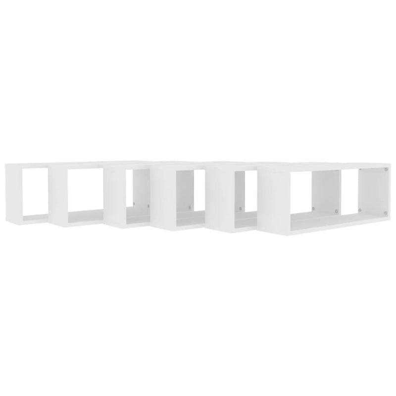 vidaXL Wall Cube Shelves 6 pcs White 60x15x23 cm Engineered Wood