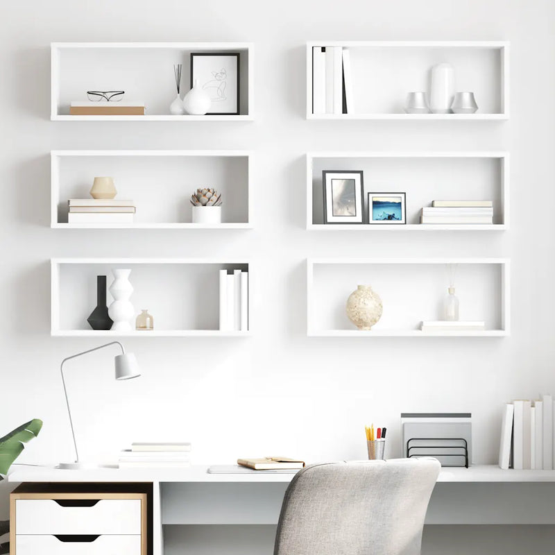 Wall Cube Shelves 6 pcs White 60x15x23 cm Engineered Wood