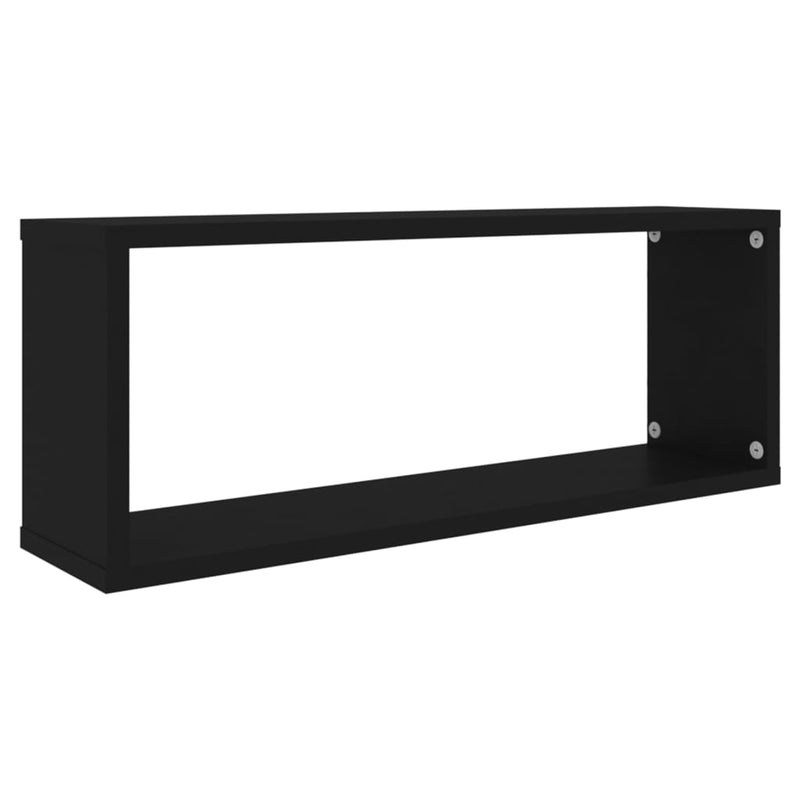 vidaXL Wall Cube Shelves 4 pcs Black 60x15x23 cm Engineered Wood