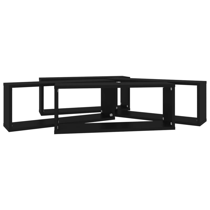 vidaXL Wall Cube Shelves 4 pcs Black 60x15x23 cm Engineered Wood