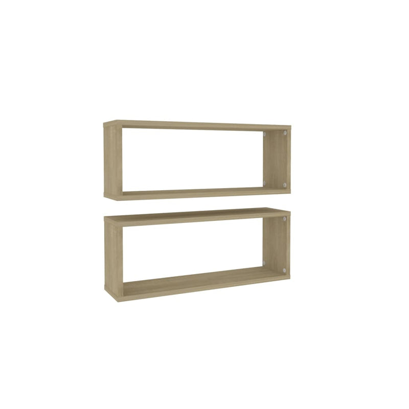 vidaXL Wall Cube Shelves 2 pcs Sonoma Oak 60x15x23 cm Engineered Wood