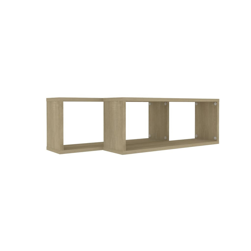 vidaXL Wall Cube Shelves 2 pcs Sonoma Oak 60x15x23 cm Engineered Wood