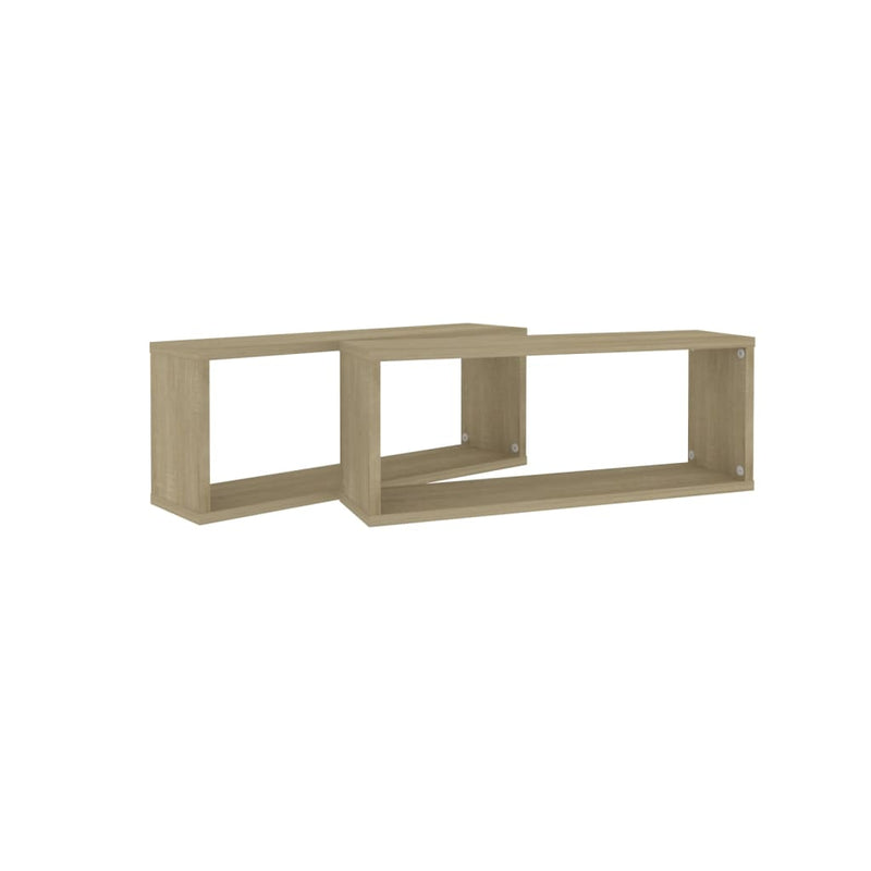 vidaXL Wall Cube Shelves 2 pcs Sonoma Oak 60x15x23 cm Engineered Wood
