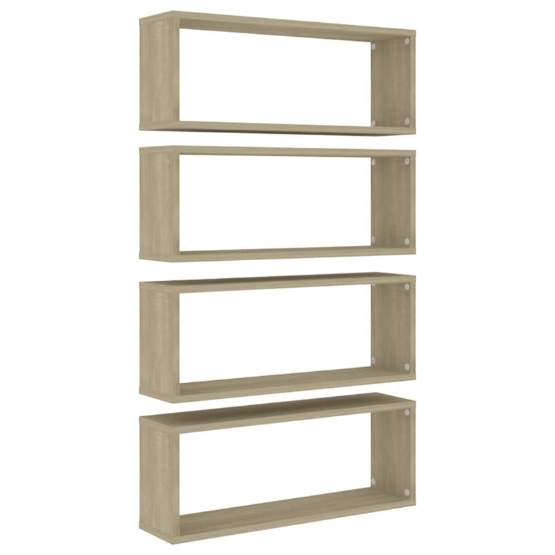 vidaXL Wall Cube Shelves 4 pcs Sonoma Oak 60x15x23 cm Engineered Wood