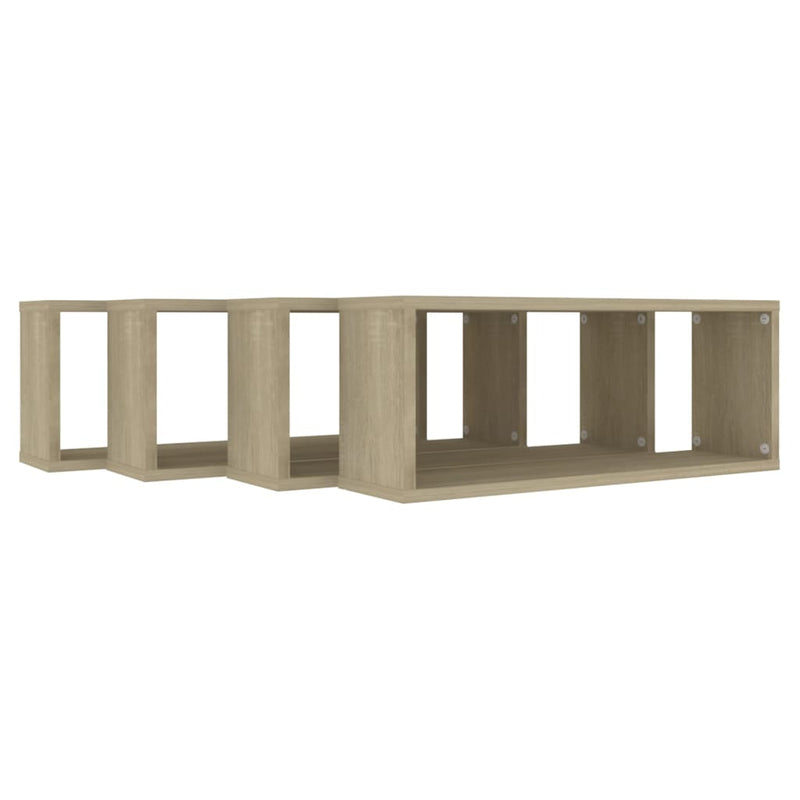 vidaXL Wall Cube Shelves 4 pcs Sonoma Oak 60x15x23 cm Engineered Wood