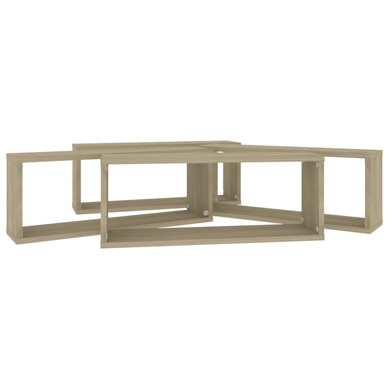 vidaXL Wall Cube Shelves 4 pcs Sonoma Oak 60x15x23 cm Engineered Wood