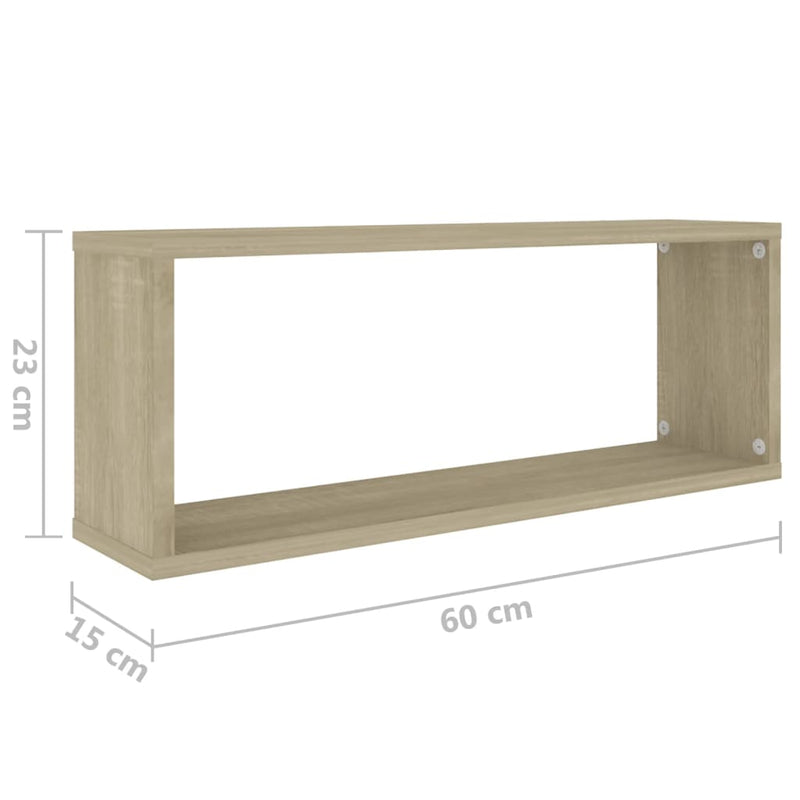 vidaXL Wall Cube Shelves 4 pcs Sonoma Oak 60x15x23 cm Engineered Wood