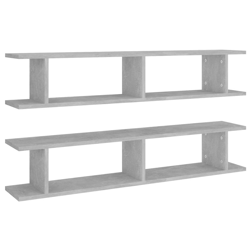 vidaXL Wall Shelves 2 pcs Concrete Grey 105x18x20 cm Engineered Wood