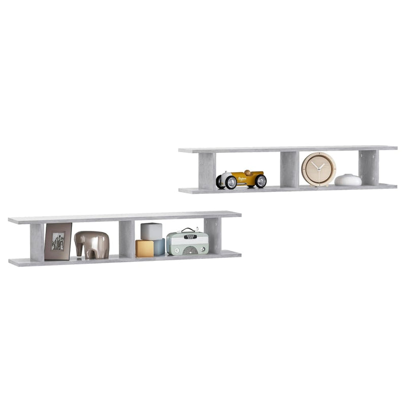 vidaXL Wall Shelves 2 pcs Concrete Grey 105x18x20 cm Engineered Wood