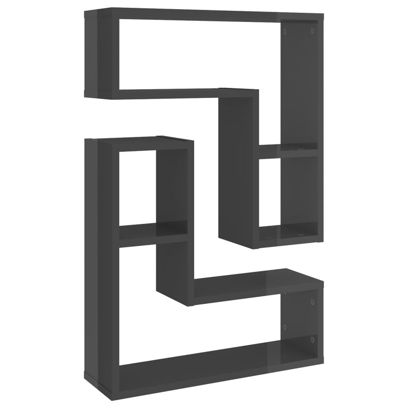 vidaXL Wall Shelves 2 pcs High Gloss Grey 50x15x50 cm Engineered Wood