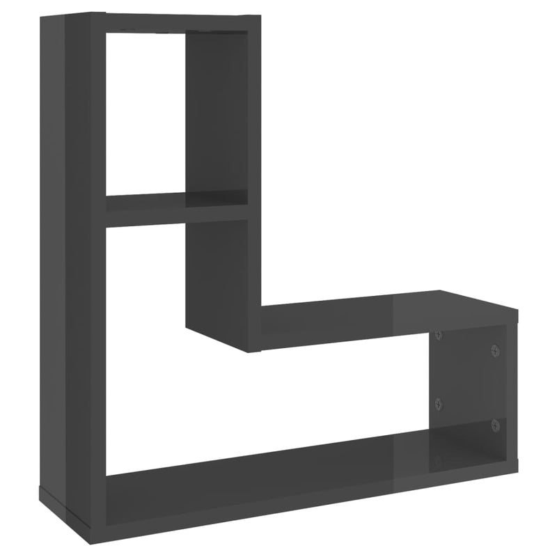 vidaXL Wall Shelves 2 pcs High Gloss Grey 50x15x50 cm Engineered Wood