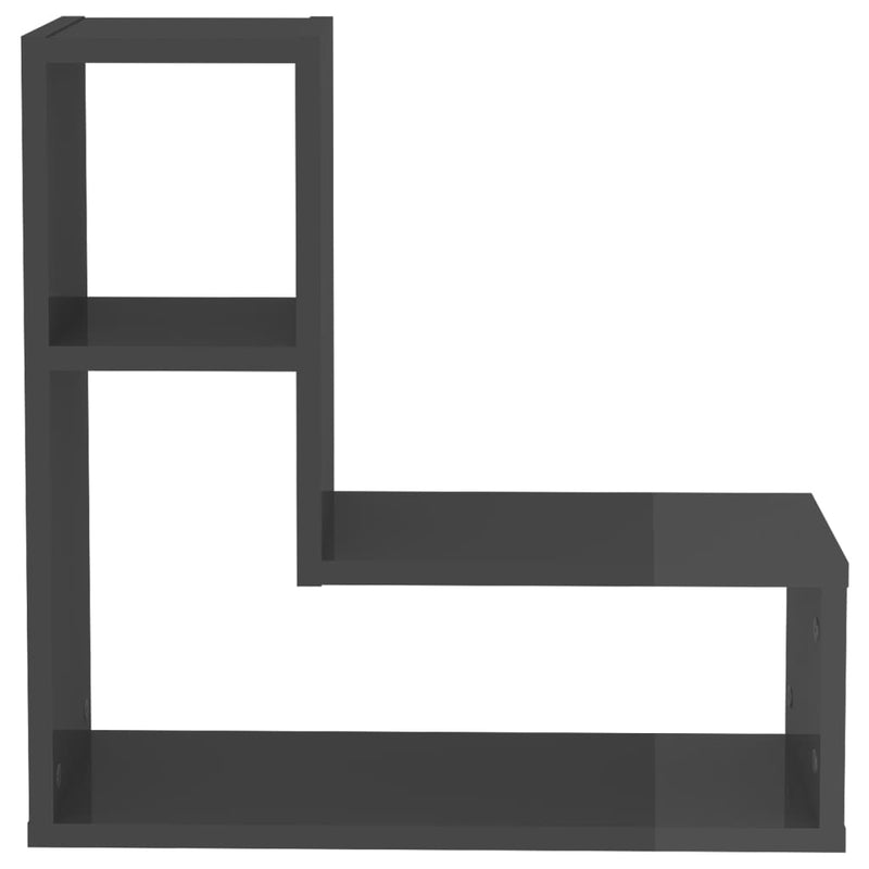 vidaXL Wall Shelves 2 pcs High Gloss Grey 50x15x50 cm Engineered Wood