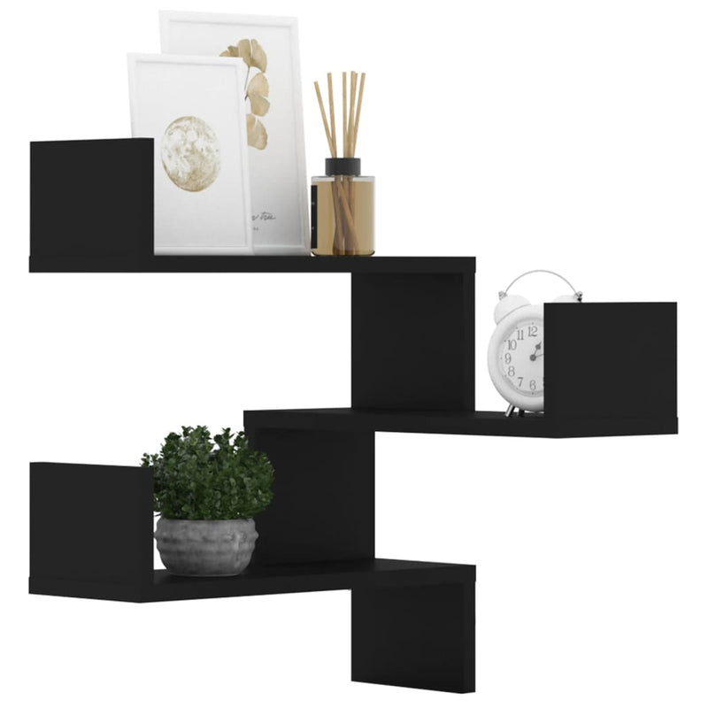 vidaXL Wall Corner Shelves 2 pcs Black 40x40x50 cm Engineered Wood
