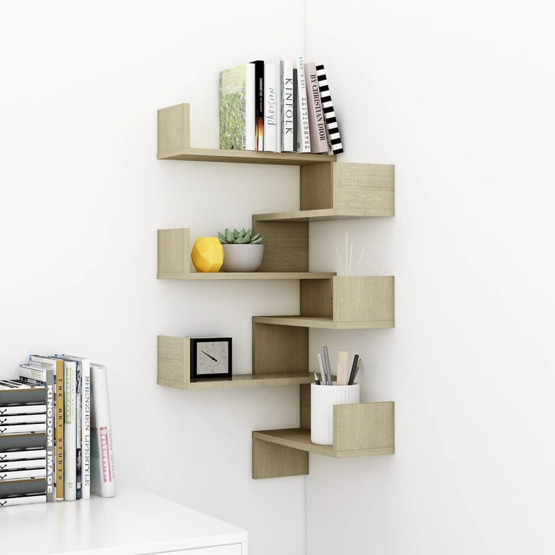 vidaXL Wall Corner Shelves 2 pcs Sonoma Oak 40x40x50 cm Engineered Wood