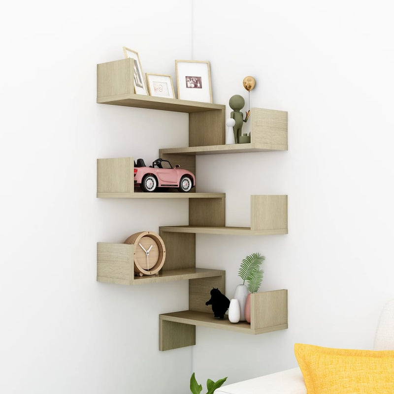 vidaXL Wall Corner Shelves 2 pcs Sonoma Oak 40x40x50 cm Engineered Wood