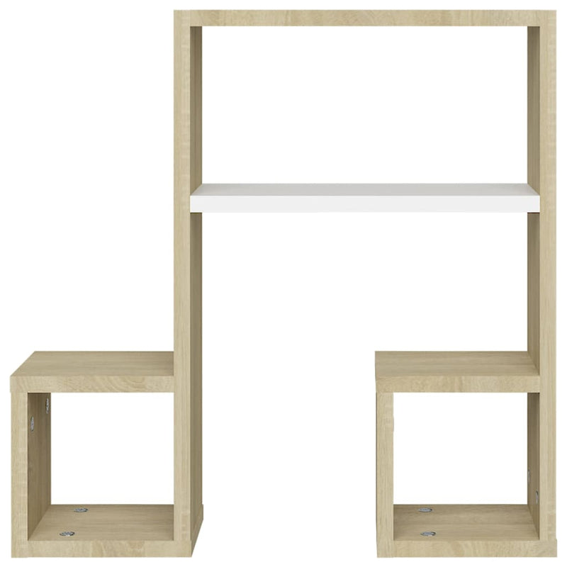vidaXL Wall Shelves 2 pcs White and Sonoma Oak 50x15x50 cm Engineered Wood