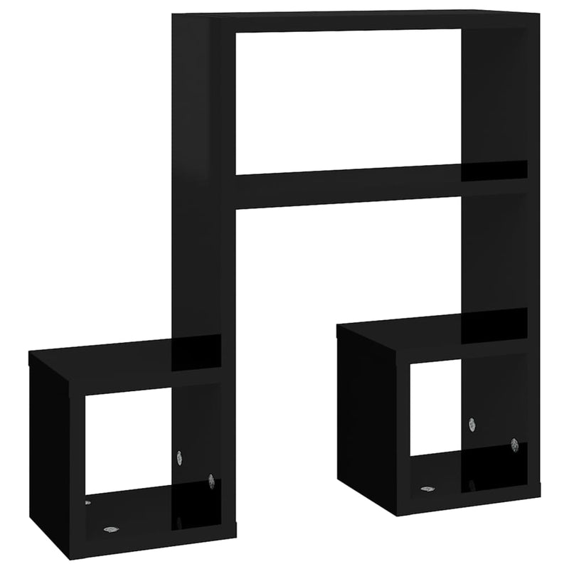 vidaXL Wall Shelves 2 pcs High Gloss Black 50x15x50 cm Engineered Wood