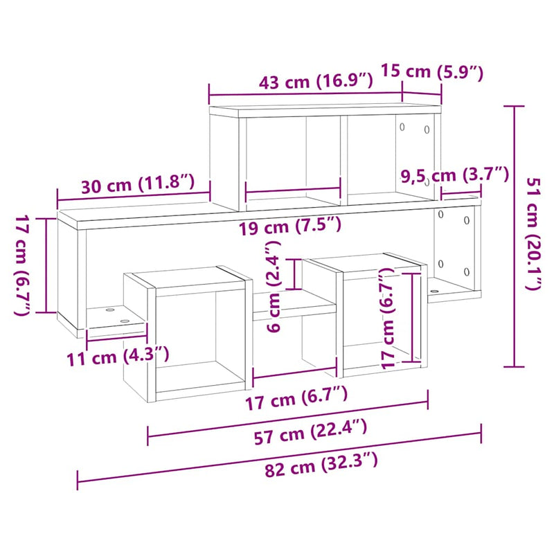 vidaXL Car-shaped Wall Shelf Grey 82x15x51 cm Engineered Wood