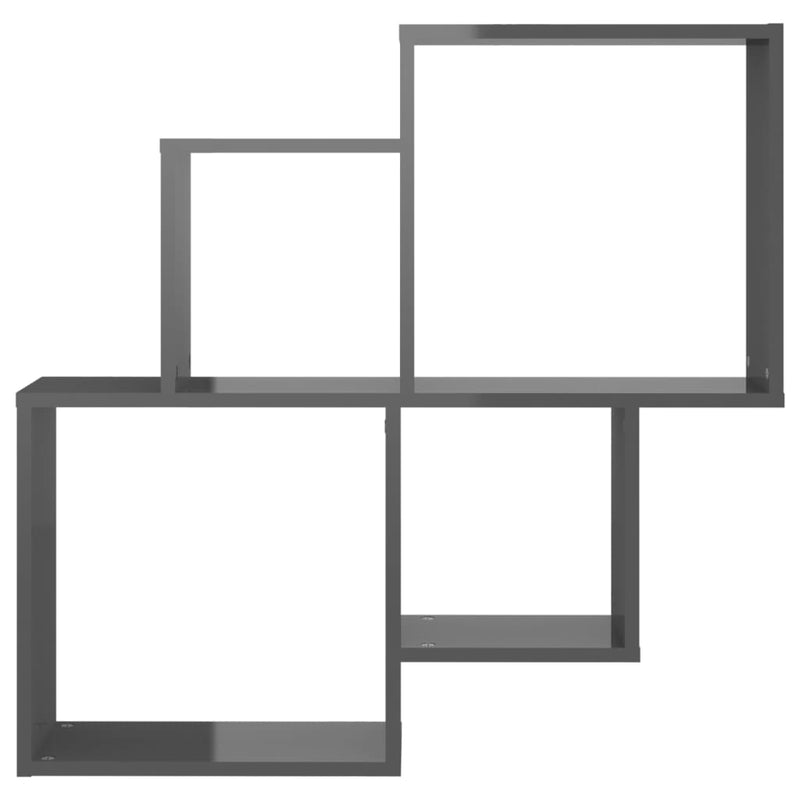 vidaXL Wall Cube Shelf High Gloss Grey 80x15x78.5 cm Engineered Wood