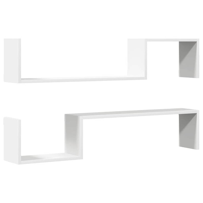 vidaXL Wall Shelves 2 pcs White 100x15x20 cm Engineered Wood