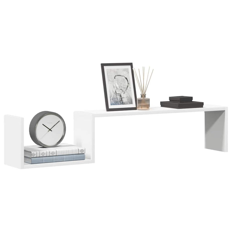 vidaXL Wall Shelves 2 pcs White 100x15x20 cm Engineered Wood