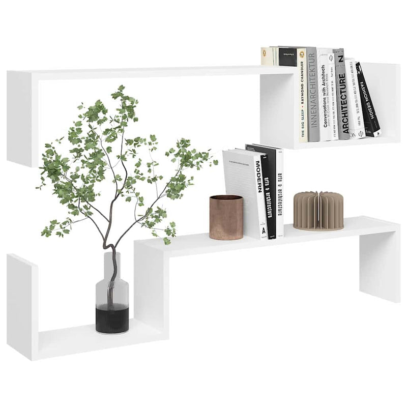 vidaXL Wall Shelves 2 pcs White 100x15x20 cm Engineered Wood