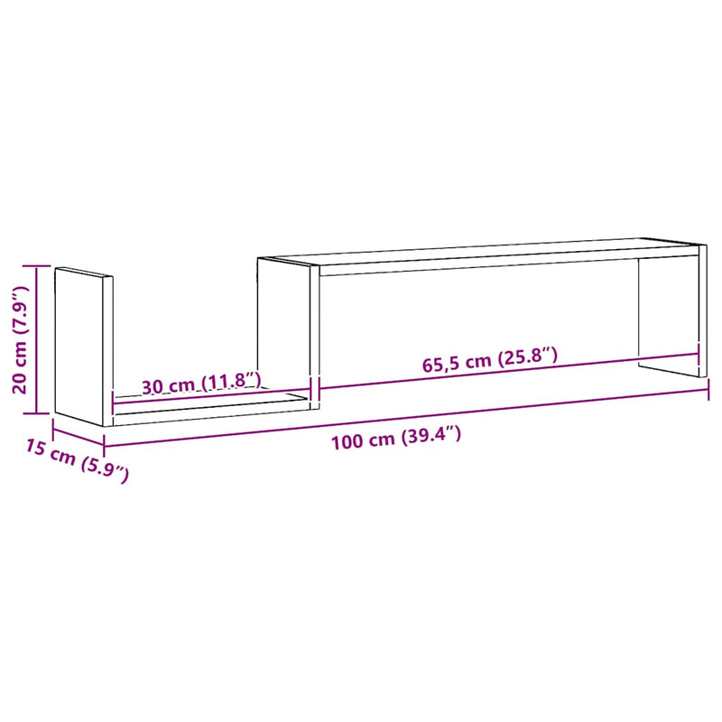 vidaXL Wall Shelves 2 pcs White 100x15x20 cm Engineered Wood