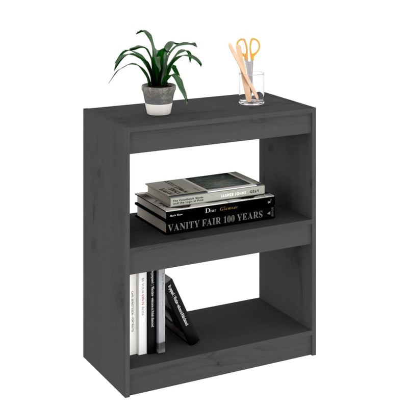 vidaXL Book Cabinet/Room Divider Grey 60x30x71.5 cm Solid Wood Pine
