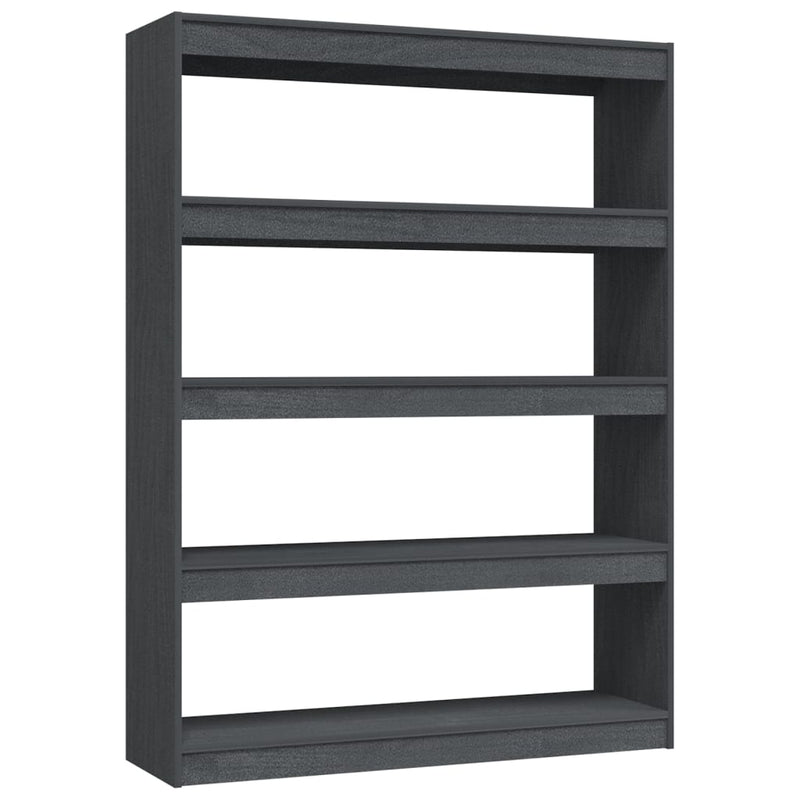 vidaXL Book Cabinet/Room Divider Grey 100x30x135.5 cm Solid Pinewood