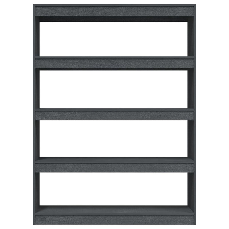 vidaXL Book Cabinet/Room Divider Grey 100x30x135.5 cm Solid Pinewood