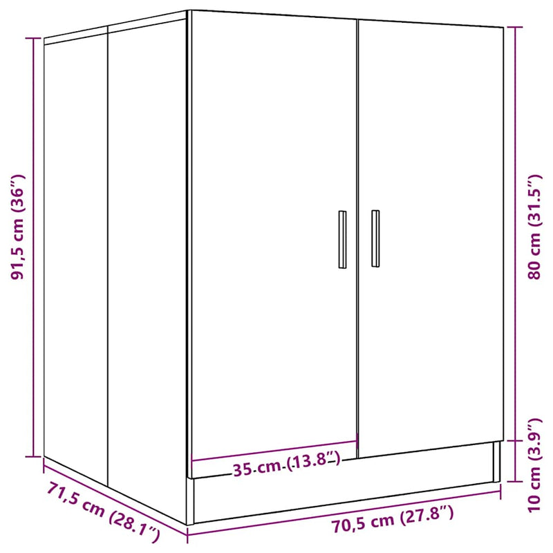 vidaXL Washing Machine Cabinet Black 71x71.5x91.5 cm