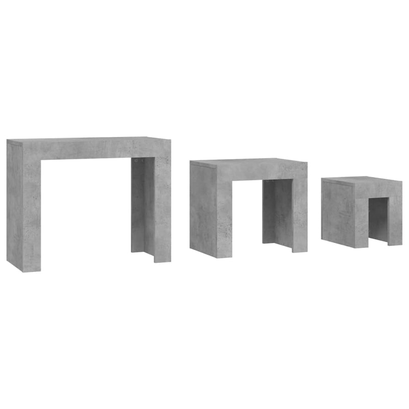 vidaXL Nesting Coffee Tables 3 pcs Concrete Grey Engineered Wood