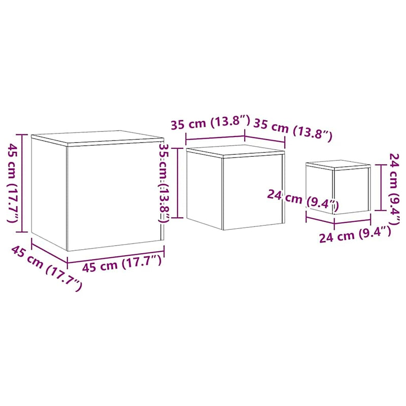 vidaXL Side Tables 3 pcs White Engineered Wood