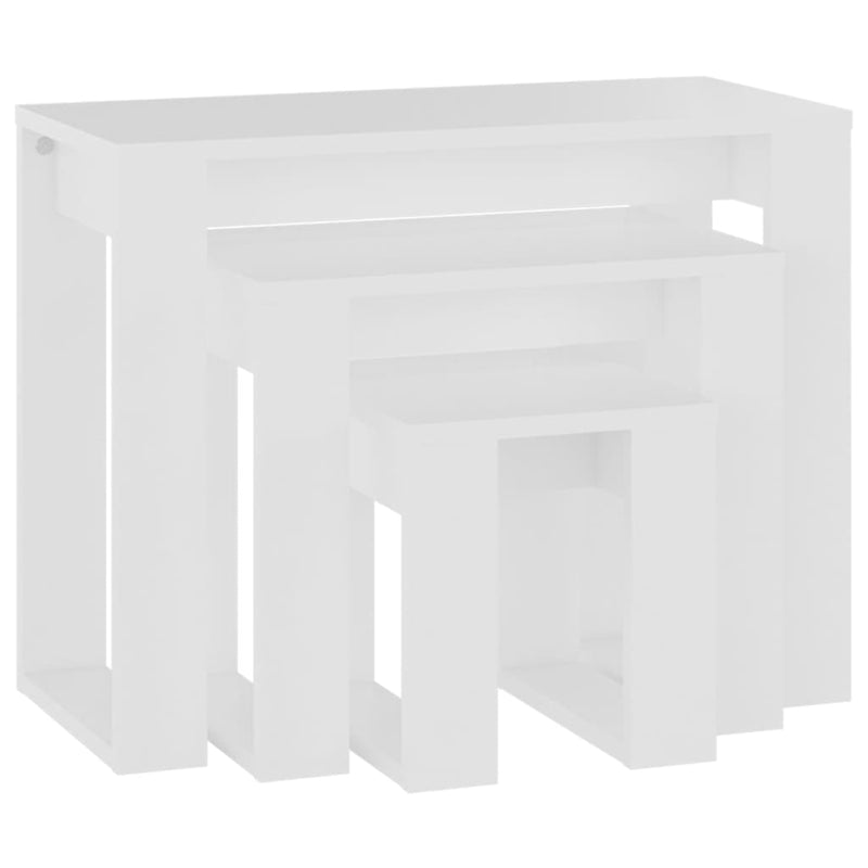 vidaXL Nesting Tables 3 pcs White Engineered Wood