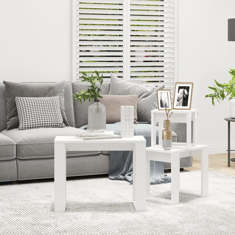 vidaXL Nesting Tables 3 pcs White Engineered Wood