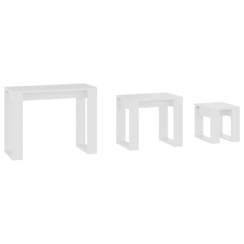 vidaXL Nesting Tables 3 pcs White Engineered Wood