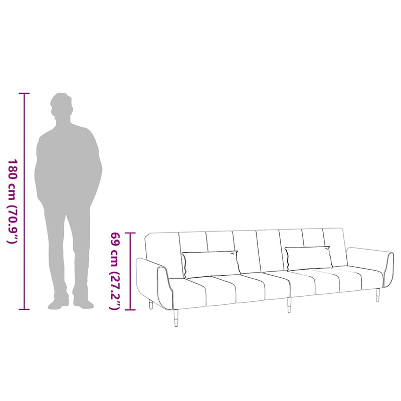 vidaXL 2-Seater Sofa Bed with Two Pillows Light Grey Velvet