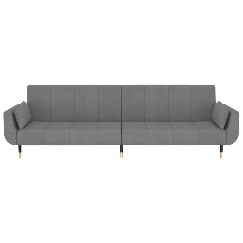 2-Seater Sofa Bed with Two Pillows Light Grey Velvet