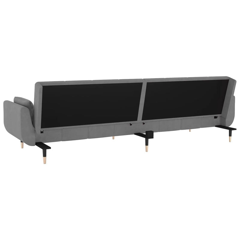 vidaXL 2-Seater Sofa Bed with Two Pillows Light Grey Velvet