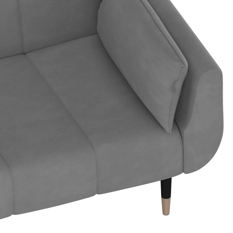 vidaXL 2-Seater Sofa Bed with Two Pillows Light Grey Velvet