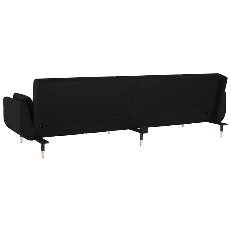 2-Seater Sofa Bed with Two Pillows Black Velvet