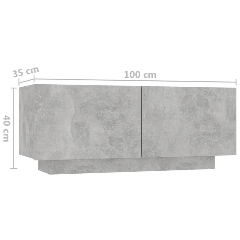 vidaXL Bedside Cabinet Concrete Grey 100x35x40 cm Engineered Wood