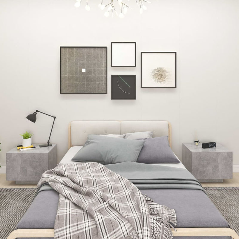 vidaXL Bedside Cabinet Concrete Grey 100x35x40 cm Engineered Wood